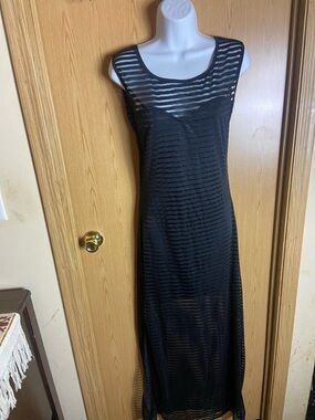 Black Sheer Striped Maxi Dress - Women's